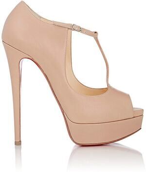 Christian Louboutin NIB Altapoppins Nude Leather T-Strap Platform Pumps 39.5